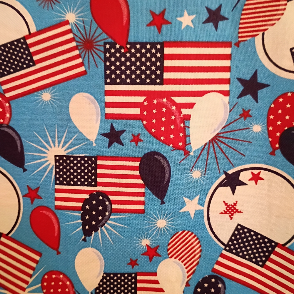 Patriotic American Flag Party Fabric Tablecloth - Blue/Red/White